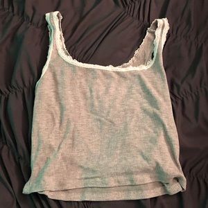 grey lace trim tank cami top